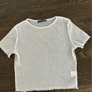 Brandy Melville sheer crop top, sparkly silver detail